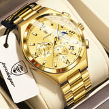 POEDAGAR Fashion Functional Man Wristwatch Luminous Week Date Business Watch For Men Stainless Steel Sports Men's Quartz Watches