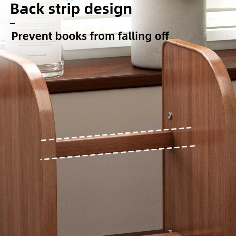 Solid wood bookshelf, desk shelf, desktop finishing, Nanzhu simple vertical table, small retractable storage shelf