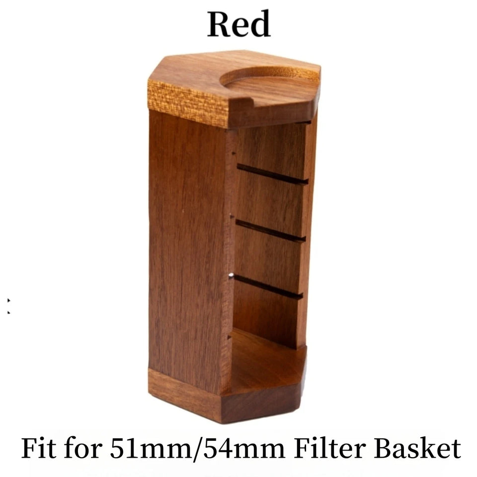 Coffee Powder Bowl Storage Shelf Wooden Coffee Filter Basket Display Stand 51mm/54mm Filter Basket Storage Display Rack