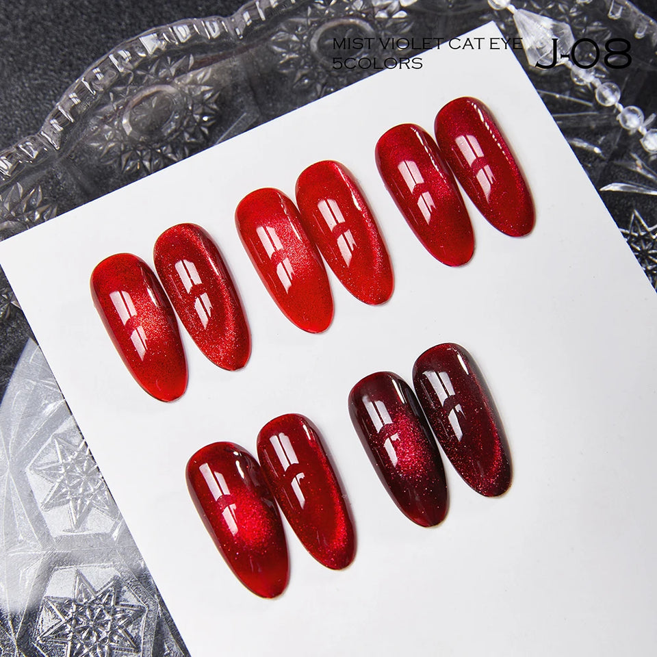 Vendeeni 5 Colors/Set Crystal Cat Eye Gel Nail Polish Semi Permanent Sparkling Magnetic UV LED Soak Off Gel Varnish With Display