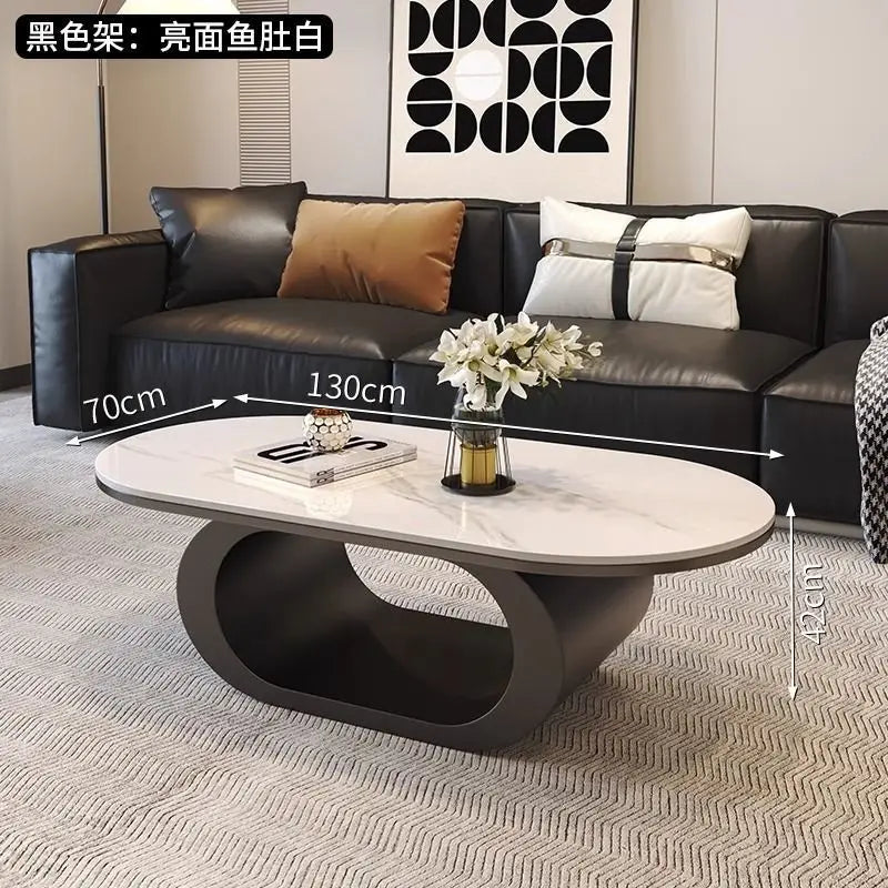 Italian minimalist new rock slab coffee table living room home simple modern high-end combination light luxury oval tea table