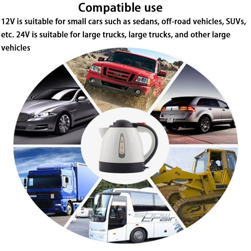 1000 ML Car Hot Kettle Car Truck Water Heater 250 W 12/24 V Tea Coffee Kettle Fast Boiling for Coffee Tea Drinks for Travel Home
