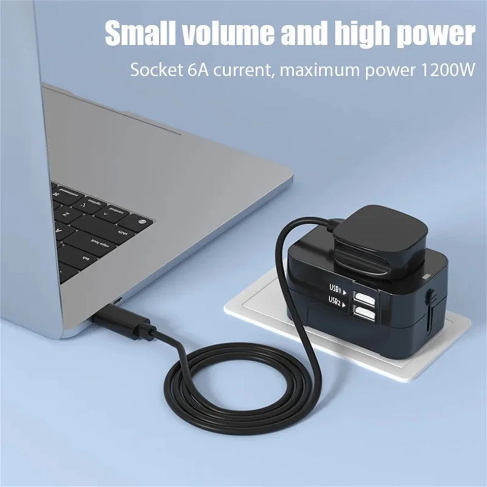 Universal Travel Adapter EU UK US AU AC Power Charger Adapter Global Conversion Plug Dual USB PD Port Travel Conversion Socket