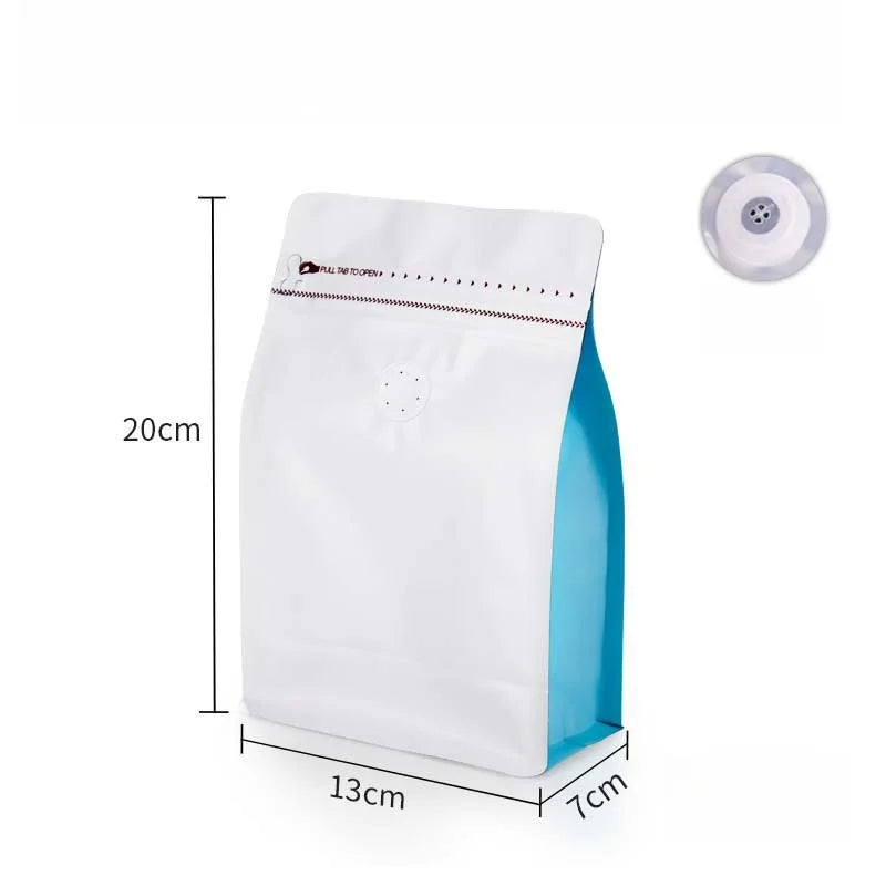 StoBag 50pcs 250g Coffee Beans Packaging Bag with Valve Aluminum Foil Heat Sealing for Powder Tea Nuts Storage Reusable Pouch