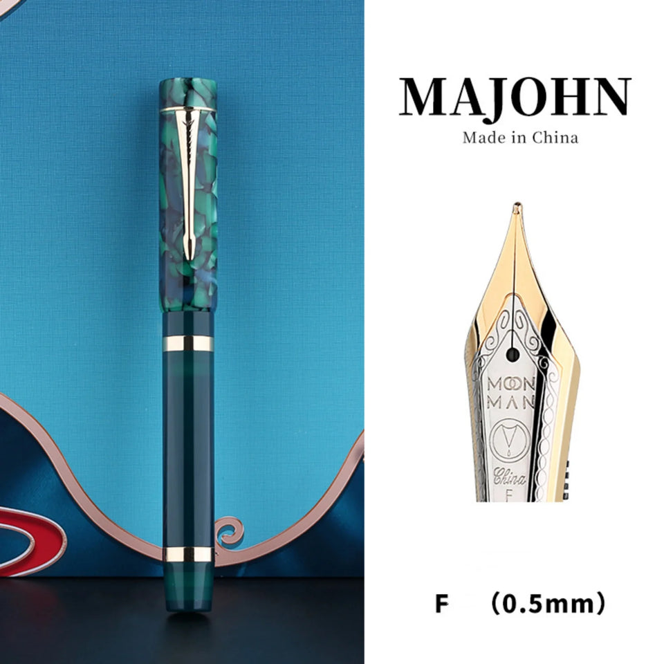 Majohn M700 Resin Fountain Pen EF/F Nib 0.5/0.38mm with A Converter Germany Imported Ink Pen Beautiful Students Gifts