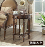Solid Wood Sofa Side Table American Living Room round Desk European-Style Coffee Surface Casual Telephone Shelf for Entryway