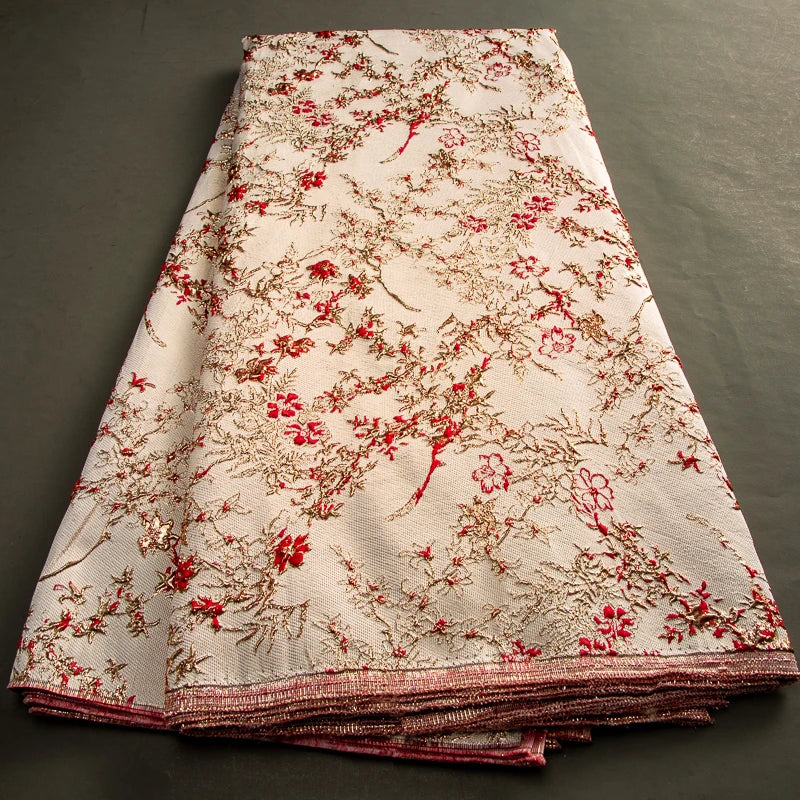High Quality French Brocade Jacquard Lace Fabric 2026 Nigerian African Organza Lace Fabric 5 Yards for Wedding Dress Sewing
