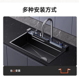 304 Stainless Steel Kitchen Sink, Large Single Sink, Thickened Whale Relief, Digital Display, Washbasin, Washbasin