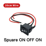 Mini Rocker ON Off 2/3Pin Toggle Square Round Electrical Switch with Pre-Wired 20cm 6A/250V10A/125V