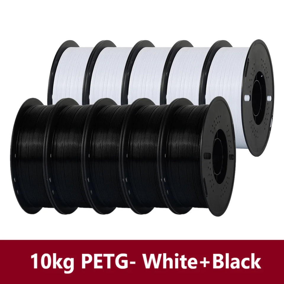 KINGROON 10KG PLA/PETG Filament 1.75mm Black White Gray 3D Printer Filament No Bubbles Plastic 10 Rolls Wholesale