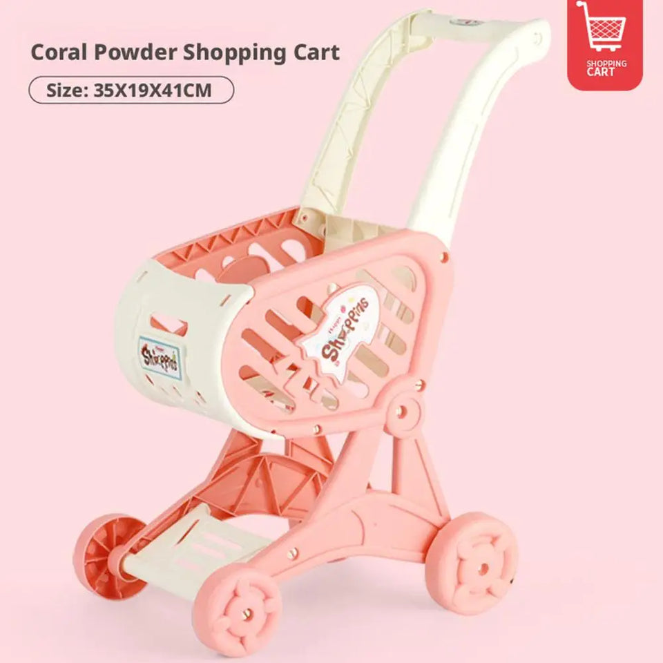 Shopping Cart Toys, Trolley for Groceries Supermarket Playset Fruit Vegetables Play Food Role Kitchen Store Toys for Kids