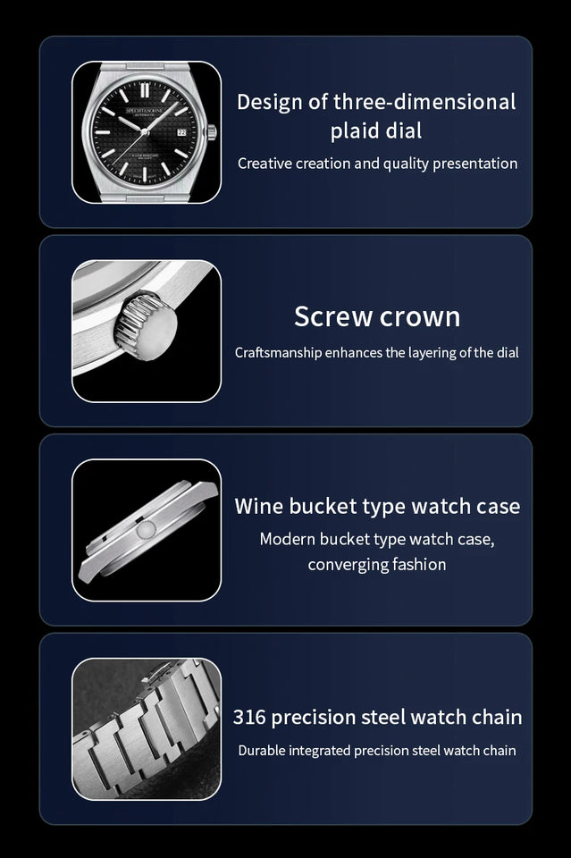 Specht&Sohne New Arrivals Men's Watch Miyota 8215 Automatic Mechanical Watches Stainless Steel 50M Waterproof Relogio Masculino