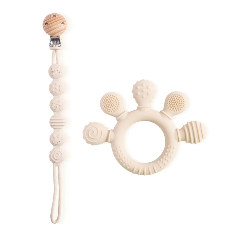 1PC Baby Silicone Teether Toys BPA Free Silicone Finger Ring Pacifier Chain Soothing Teething Toys For Newborn Teething Gifts