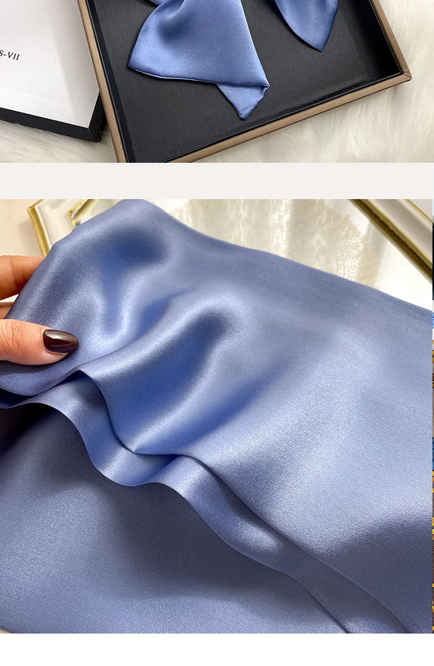 Fashion Design 100% Real Silk Skinny Scarves Handle Bag Ribbons Foulard Tie Hair Band Neckerchief Print Headbands For Women