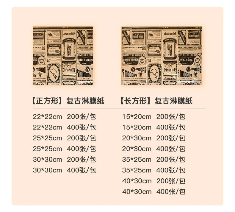 Anti Oil Paper Pad Retro Coated Paper Oil Resistant and Oil Absorbing Fried Chicken Kitchen Baking Barbecue Commercial Use