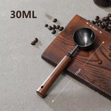 1pc New 304 Stainless Steel Measuring Spoon Coffee Bean Spoon 30ml Walnut Handle Coffee Powder Spoon Baking Spoon