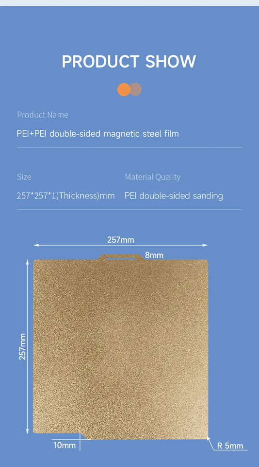 For Bambu Lab P1S P2S Build Plate A1 X1C Pei Texture 257x257 H1H PEY Peo Sheet Spring Steel For Bambulabs X1 Carbon Bambulab P1P
