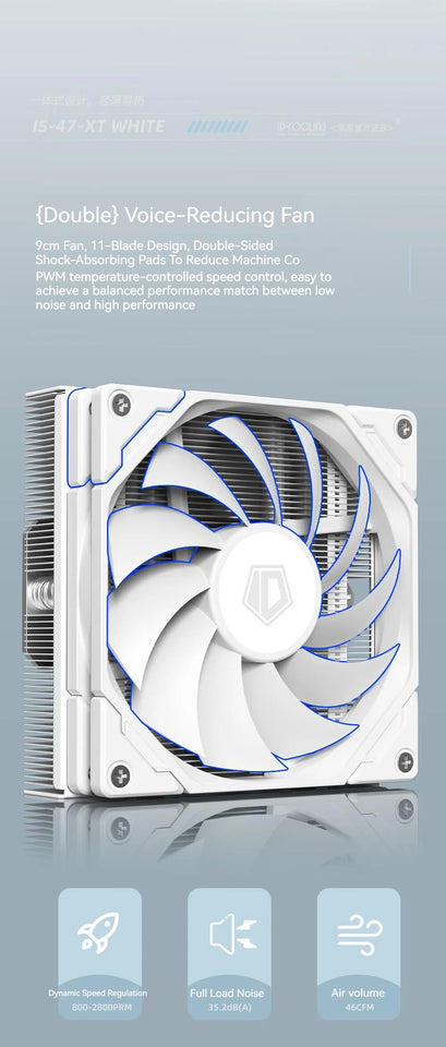 ID-COOLING IS-47 XT 4 HeatPipes CPU Processor Air Cooler 92mm PWM Cooling Fan ITX Radiator for Intel LAG1700/1200/115X AM4/AM5