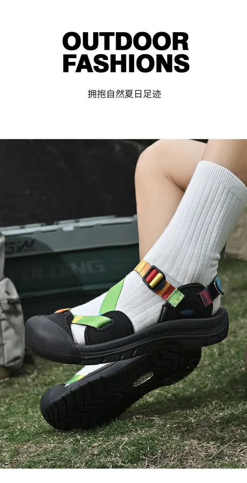 Summer New Handmade  Sandals Leisure Beach Shoes For womens  Outdoor Wading Shoes Man Breathable Casual Anti-collision Toe Flats