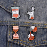 100% Pure Coffee Iv Bag For Medical Enamel Pins Creative Coffee Filling Brain Inject Coffee Brooch Clothes Lapel Badge Jewelry