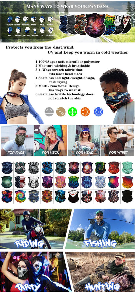 Fish Scales Pattern Neck Gaiter Fishing Face Mask Men Women Outdoor Sport Seamless Tube Bandana Headband Balaclava Cycling Scarf