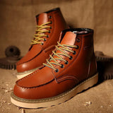 Winter Warm Men Boots Leather Mens Snow Boots with Fur Handmade Waterproof Male Ankle Boots No-slip High Top Male Work Shoes
