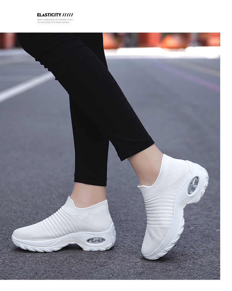 Women Sneakers Fashion Black Sports Casual Shoes Breathable Mesh Lightweight Air Cushion Non-Slip Running Shoe Zapatillas