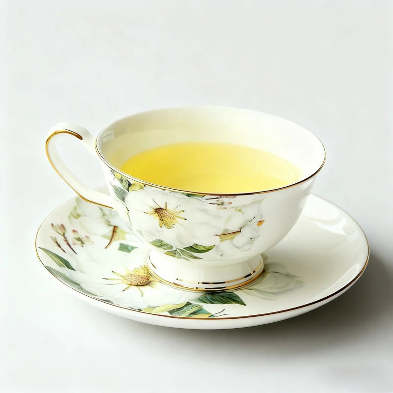 Ceramic teacup, European bone china coffee cup, afternoon tea set, creative English black tea cup, pastoral style water cup