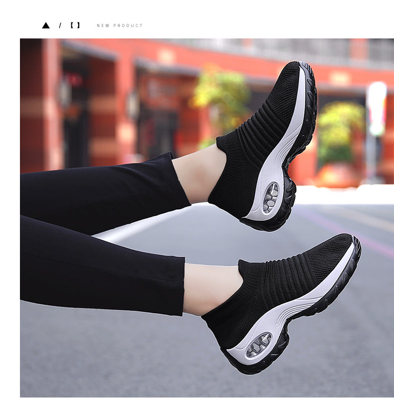 Women Sneakers Fashion Black Sports Casual Shoes Breathable Mesh Lightweight Air Cushion Non-Slip Running Shoe Zapatillas