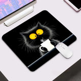 Kawaii Coffee Cat Mouse Pad Black Square Gaming Accessory Rubber Deskmats HD Non-Slip Computer Keyboard Mat New Laptop Mousepad