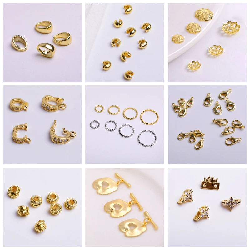 18k Gold Plated Spacer Beads For Bracelet Making,Separators For Beads,Jewelry Fittings,DIY Jewellery Making Supplies Wholesale