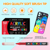 366 Colours Acrylic Markers Flexible Brush Tip Acrylic Paint Marker for Painting Stone Fabric Glass Ceramic Canvas Paper Wood