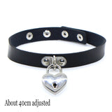 Woman Black Punk Choker Collar Necklace Sexy PU Leather Heart Lock Key Spike Chocker Gothic Cosplay Accessories Party Jewelry