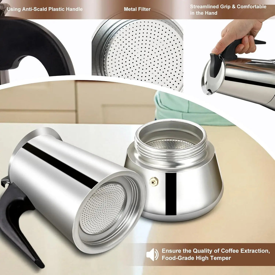 Stovetop Espresso Maker Stainless Steel Moka Pot Stove Top Percolator Italian Coffee Makers Capable Mocha  Cafe Classic  Cooker