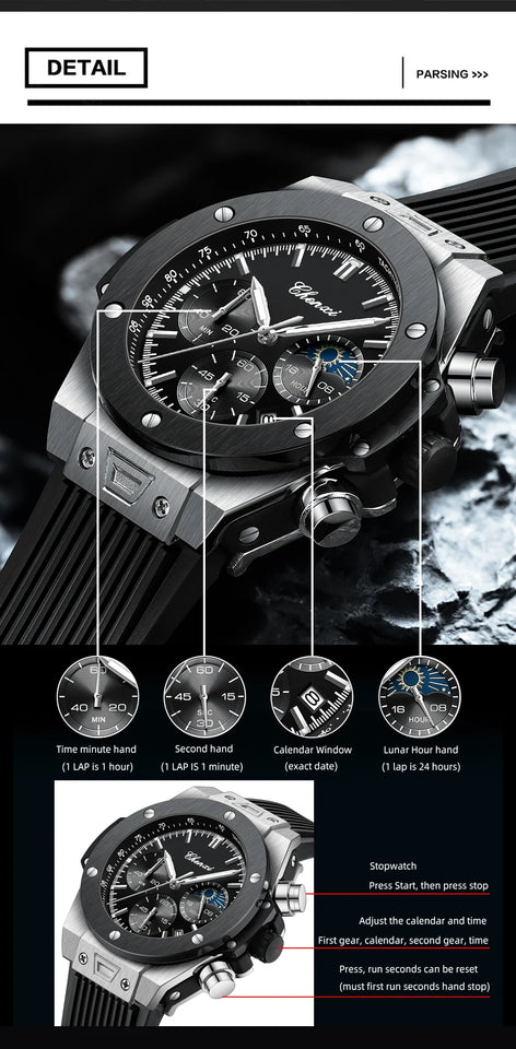 CHENXI Top Brand Luxury Watches for Mens Creative Fashion Luminous Dial with Chronograph Clock Male Casual Wristwatches