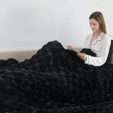 1pc Faux Rabbit Fleece Blanket - Weighted 6 lbs Faux Rabbit Fleece Blanket - Bedspread Cozy Soft Best Blanket For US