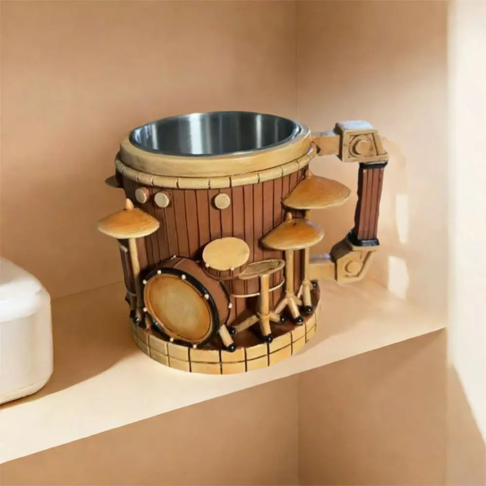Stainless Steel Musical Instrument Coffee Mug Ornament Durable Guitar Style Water Cup Easy To Clean Comfortable Handle