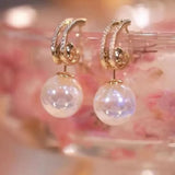 2022 New Trend Simulation Pearl Long Earrings Women's Flower Rhinestone Wedding Pendant Earrings Fashion Korean Jewelry Earrings