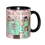 Pink Doctor Nurse Coffee Mugs DIY Customized Enfermera En Apuros Ceramic Milk Tea Mug Cup