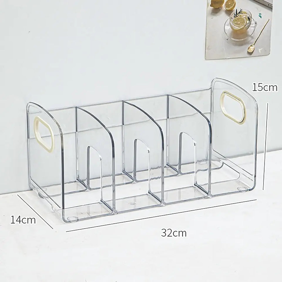 Convenient Clear Acrylic Bookends with Handle Desk Organizer Divided Book Stand Desktop Book Holder Student