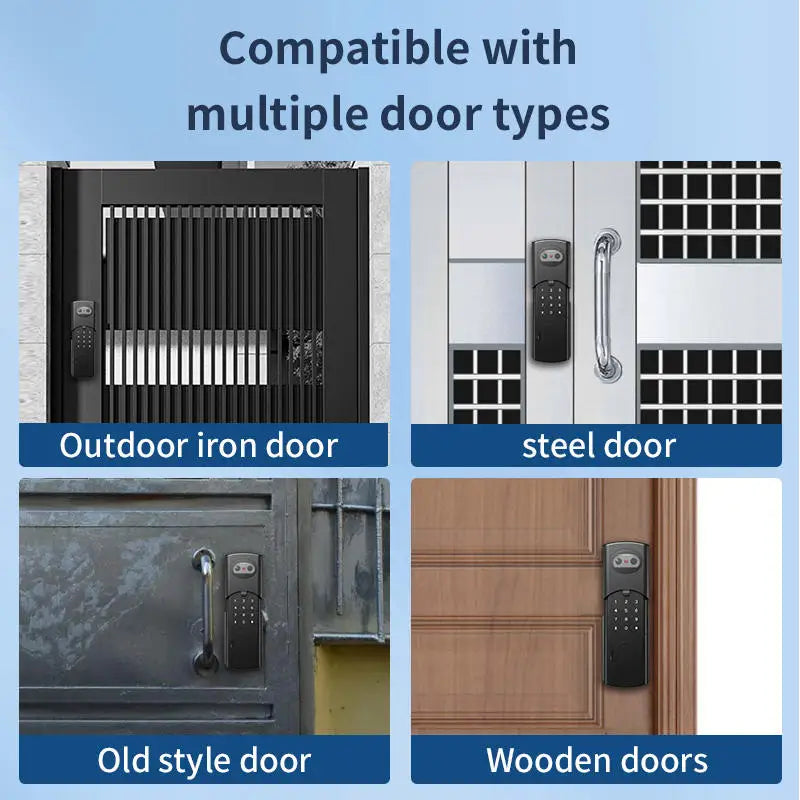 Outdoor Waterproof Smart Tuya Wifi Lock 3D Face Recognition Digital Code Keyless App Fingerprint Lock With Rechargeable Battery