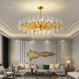 Modern restaurant luxurious smart crystal chandelier Gold round Living room interior decoration salon restaurant chandelier