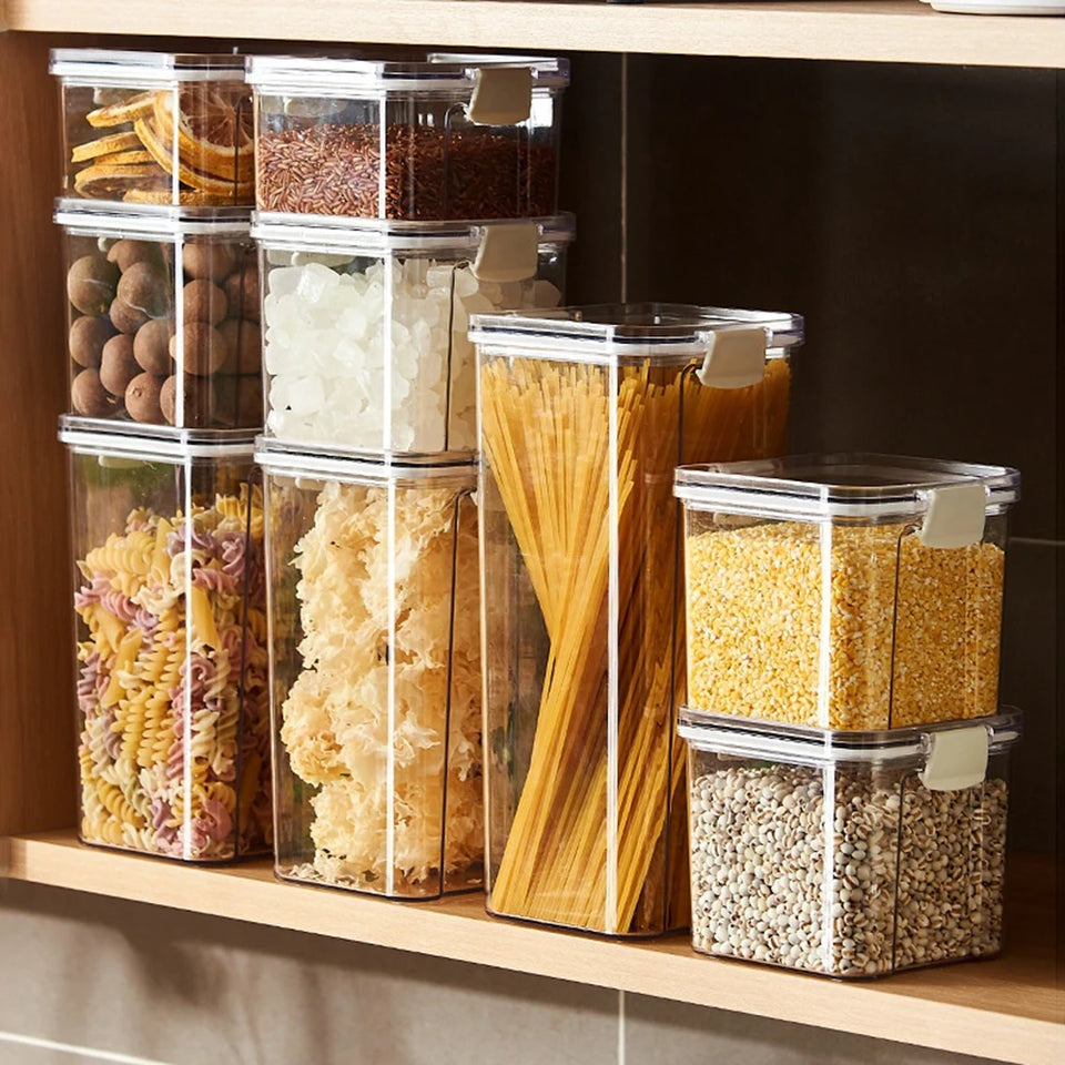 Sealed Jars For Kitchen Storage Box Grain Coffee Bean Sealed Tanks Large Capacity Moisture proof Transparent Seasoning Jar Set