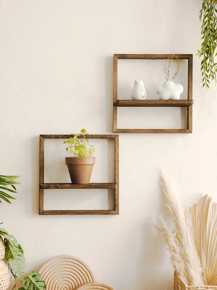 Wooden Display Shelf Floating Shelves Rustic Wood Shelves Wall Storage for Bedroom Kitchen Over Toilet Small Wall Mounted Gifts