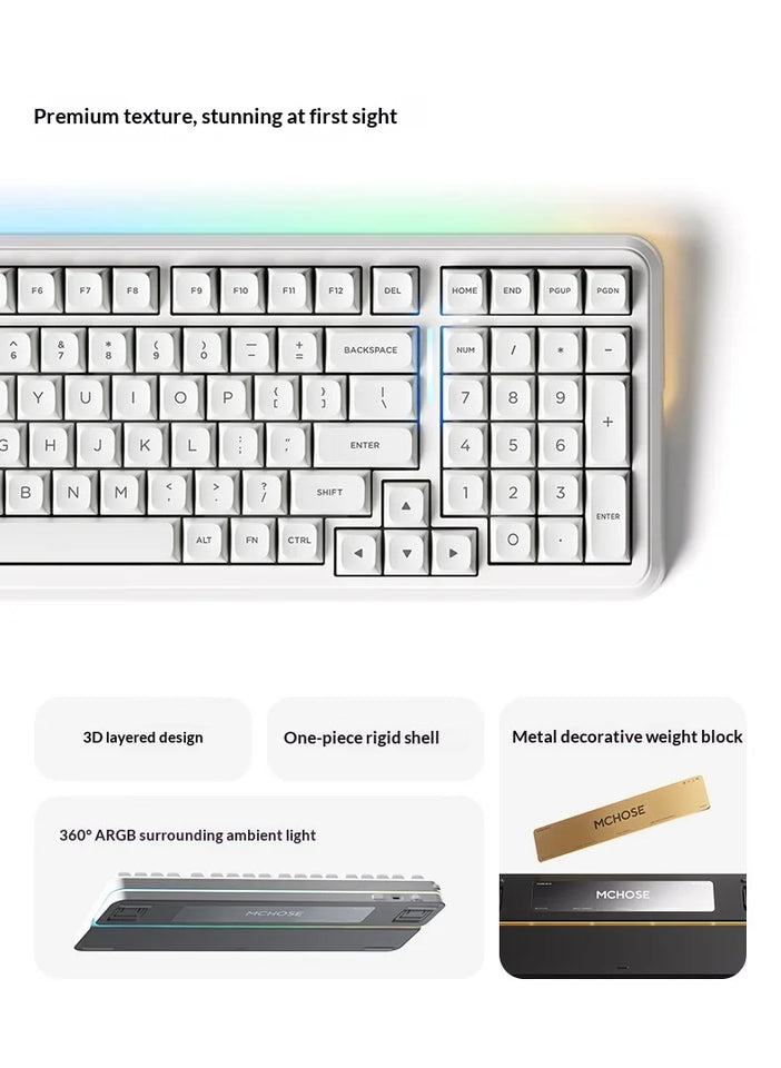 MCHOSE K99 V3 Mechanical Keyboard Tri-Mode Wireless ARGB Control Knob 10000mAh Dual 8K 0.125ms Hot-Swappable Custom Game Keyboar