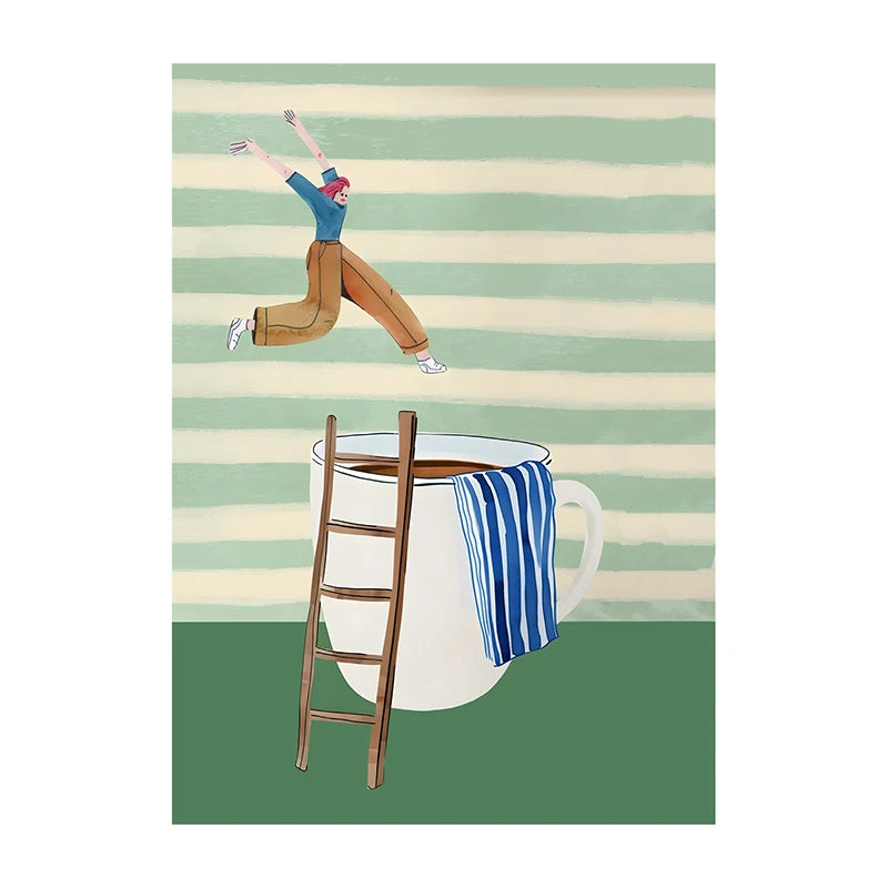 Coffee Diver Poster Coffee Canvas Painting Trendy Kitchen Gallery Print Wall Art Picture for Home Decoration Coffee Lover Gift