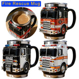 Creative Fire Rescue Mugs Firefighting Coffee Mugs Creative Design Truck Coffee Mug Firefighting Coffee Mugs Tea Cups
