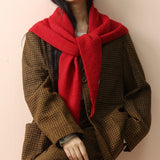 Korean Knitted Wool Triangle Scarf Solid Knitted Shawl Autumn Winter Scarf Women Neck Protection Neckerchief Triangle Scarf