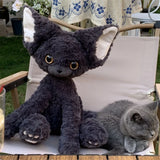 50CM Black German Cat Plush Toy Black And White Kawaii Small Curly Soft Accompany Doll To Send Children Birthday Christmas Gift