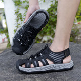 Summer Men's Sandals Beach Shoes Handmade Breathable Design Wading Casual Beach Shoes Lightweight Soft Bottom Outdoor Sandals